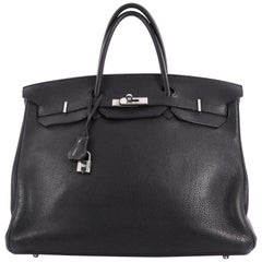 Hermes Birkin Handbag Black Togo with Palladium Hardware 40