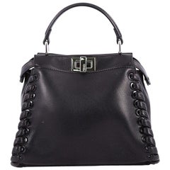  Fendi Peekaboo Handbag Whipstitch Leather Mini