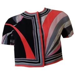 Vintage 1960s Emilio Pucci Printed Silk Cropped Top 