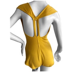 Azzedine Alaia Vintage 1980's Yellow Cross Back Body Suit Size L
