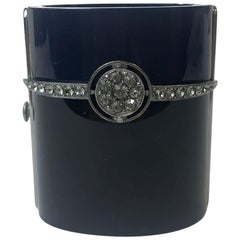 CHANEL Blue and Black Cuff set with Rhinestones