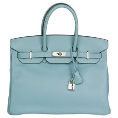 2009 Hermes Ciel Swift Leather Birkin 35cm