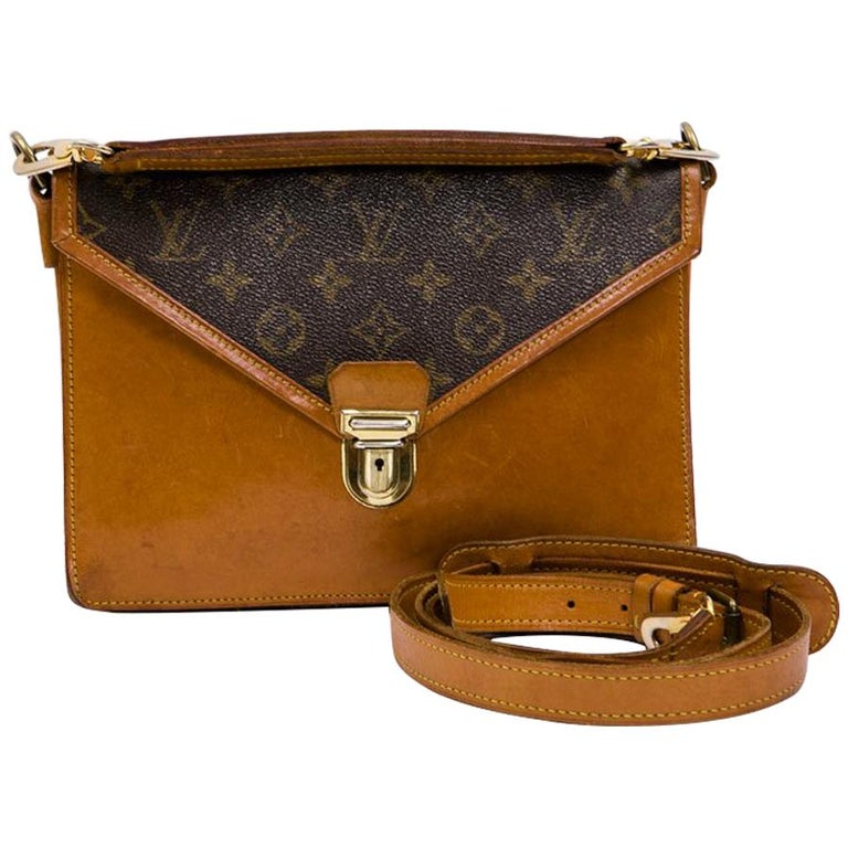 Louis Vuitton Vintage Brown Monogram Canvas and Natural Leather satchel