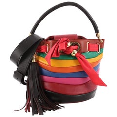 Salvatore Ferragamo Solaria Rainbow Convertible Bucket Bag Striped Leather Small