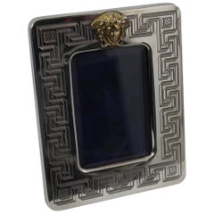 Vintage Versace Sterling Silver Medusa Photo Frame . Glass Part 3.5x 5 inches
