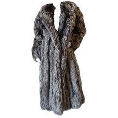 Rare 1980s James Galanos Silver Fox Fur Coat 