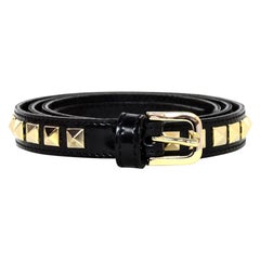 Burberry Black/Gold Patent Leather Studded Belt sz 90cm/36"