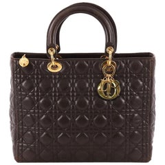 Christian Dior Lady Dior Handbag Cannage Quilt Lambskin Large