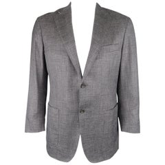 CANALI 42 Regular Gray Heather - Manteau de sport gris en laine, soie et lin avec revers en col bénitier