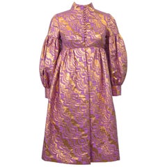 1970's Bronze and Lavender Baby Doll Cocktail Dress