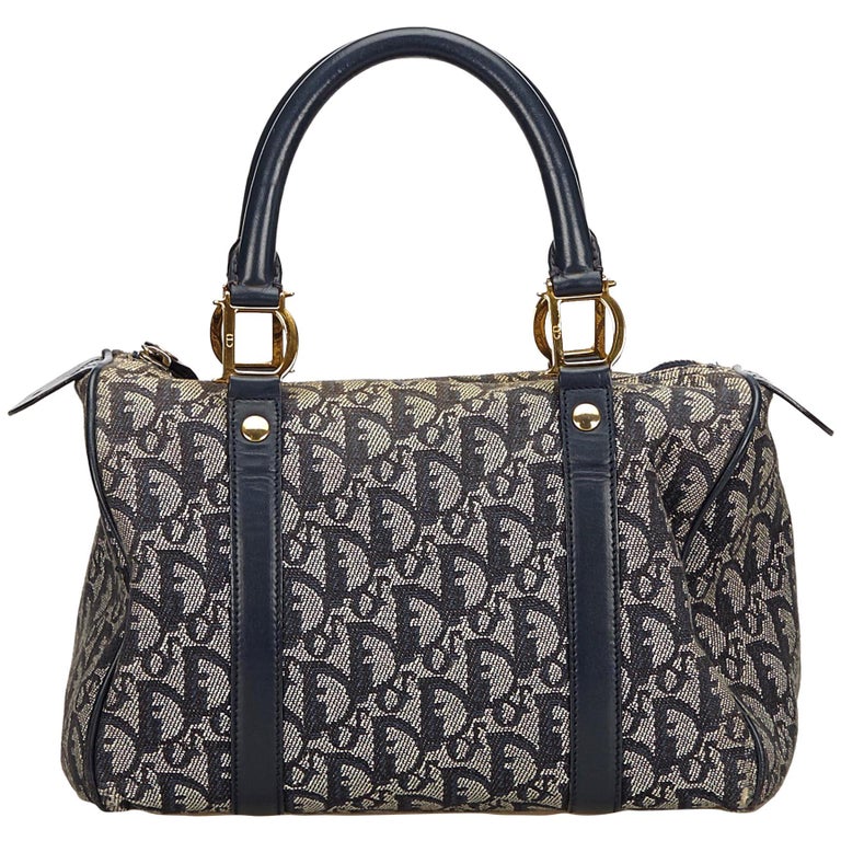 Dior Black x Brown Oblique Jacquard Boston Bag For Sale at 1stdibs