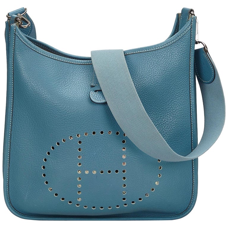 Hermes Blue Leather Evelyne II PM at 1stDibs