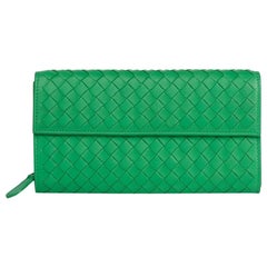 2010  Bottega Veneta Irish Green Woven Lambskin Continental Wallet