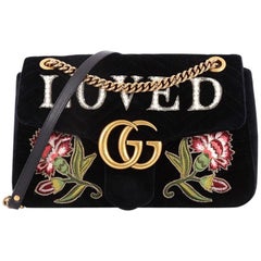 Gucci GG Marmont Flap Bag Embroidered Matelasse Velvet Medium