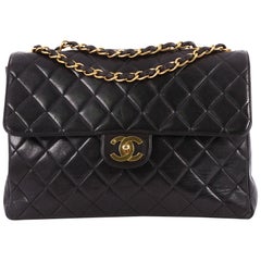 Chanel Vintage Classic Single Flap Bag Quilted Lambskin Jumbo