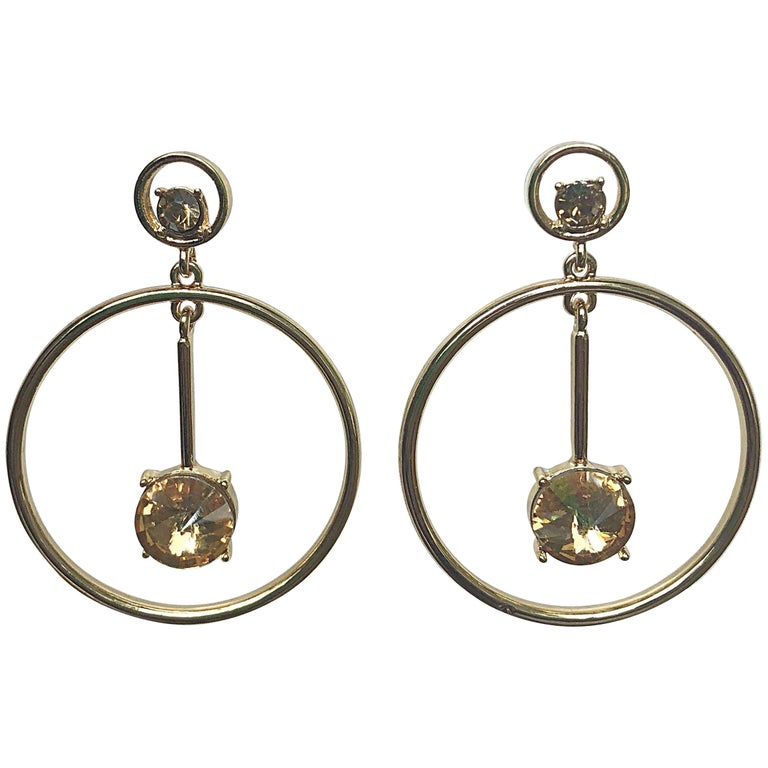 Oscar de la Renta Pink Gemstone Drop Earrings