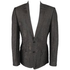 VERSACE COLLECTION 40 Black Marble Jacquard Cotton Blend Sport Coat Jacket