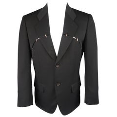 Issey Miyake Black Wool Studded Slit Cutout Sport Coat Jacket