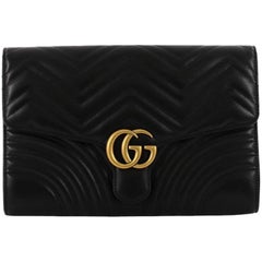 Gucci GG Marmont Flap Clutch Matelasse Leather