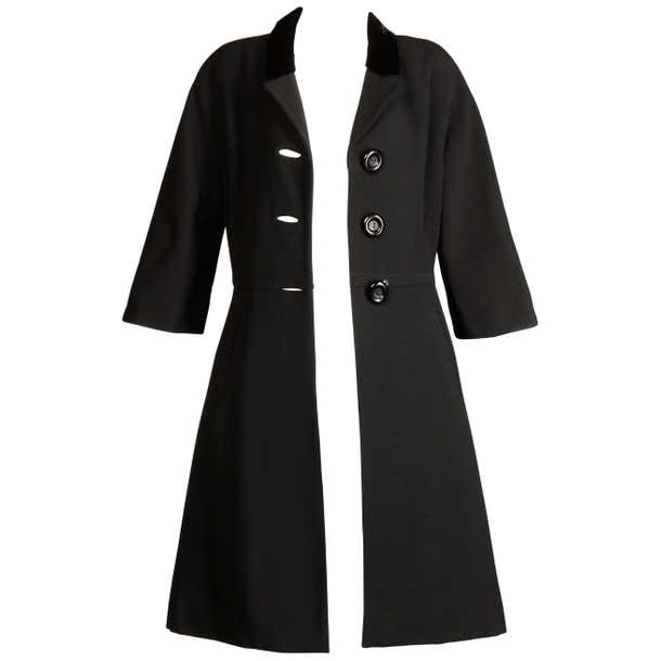 1960s Vintage Black Wool Coat For Sale at 1stDibs | 1960s wool coat ...