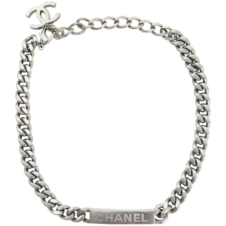 Chanel 2015 Silvertone ID Chain Necklace at 1stDibs chanel necklace