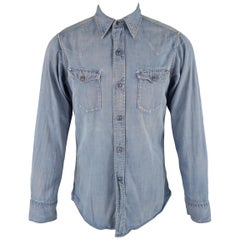 45rpm Size M Indigo Wash Cotton Denim Long Sleeve Western Shirt