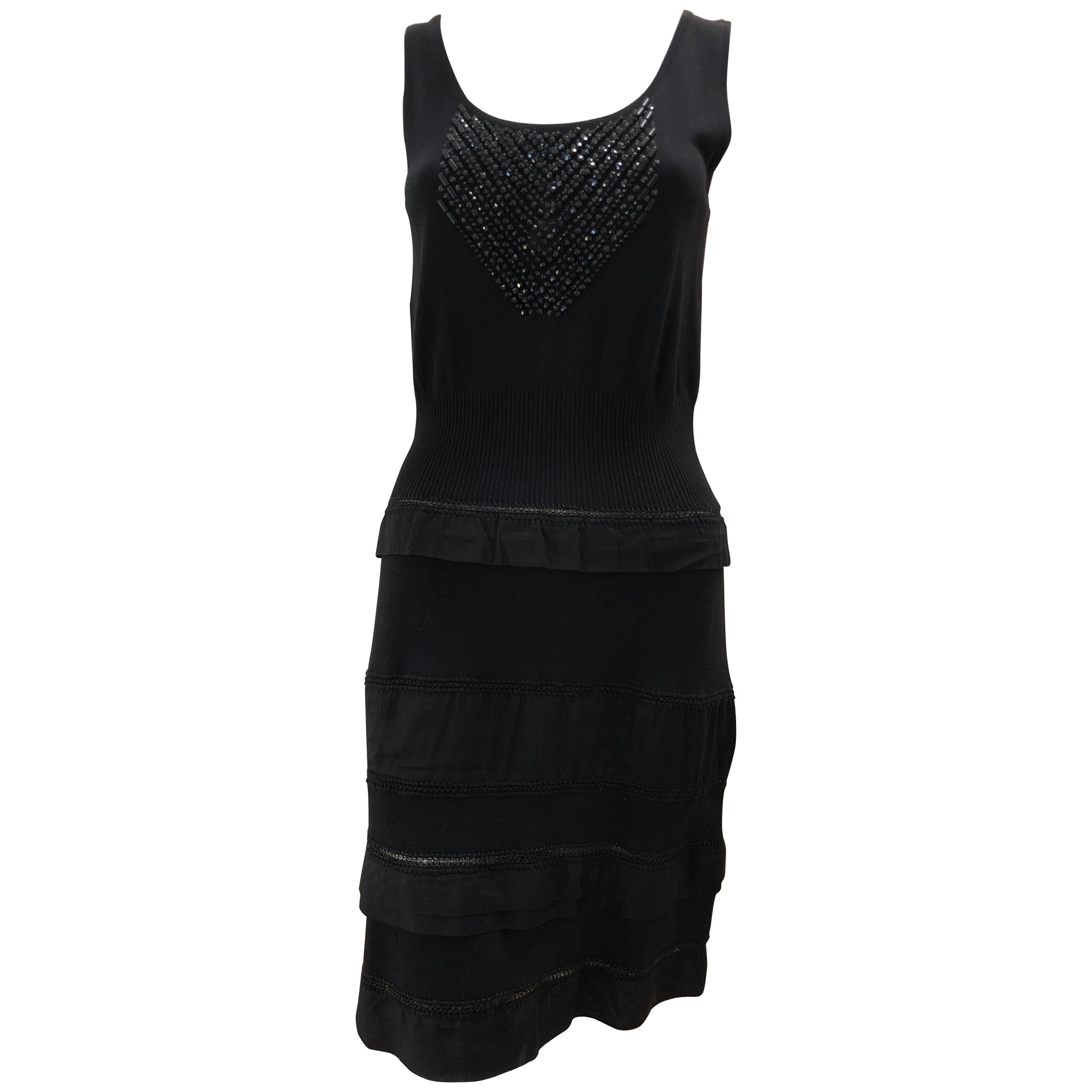 Philosophy Di Alberta Ferretti Cotton / Silk Black Embellished Dress  For Sale