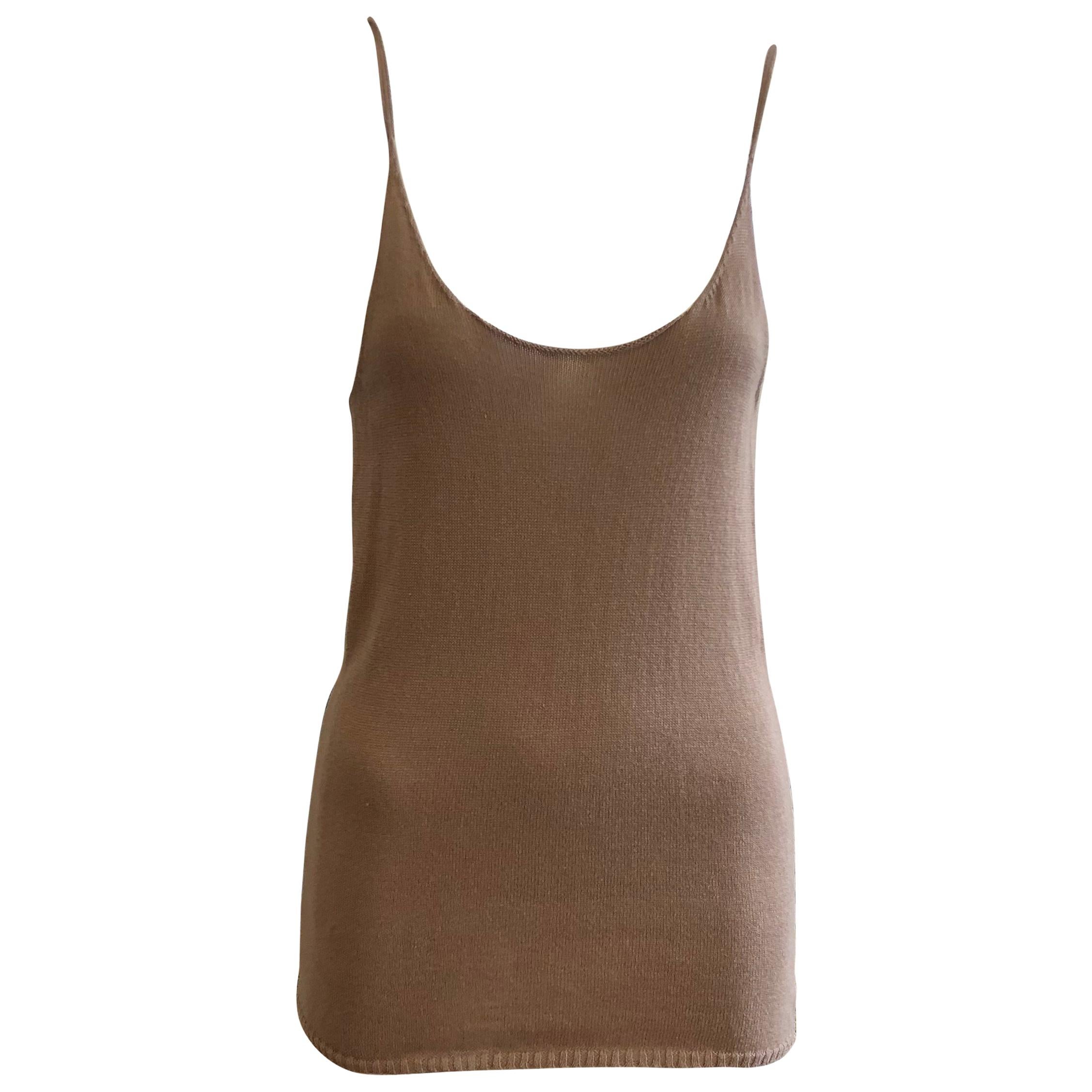 Dries Van Noten Long Light Brown Cotton Top (S) For Sale