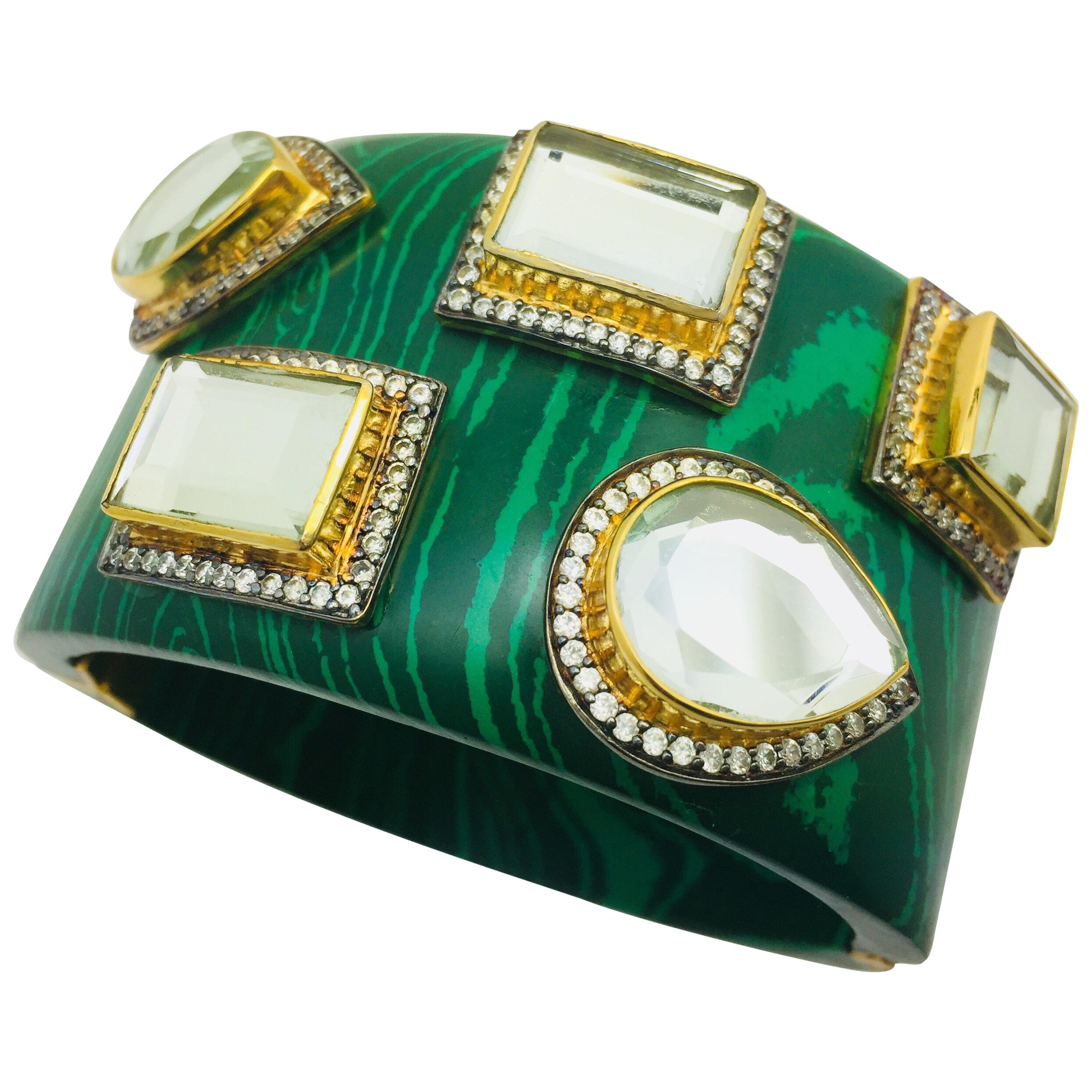 Meghna Jewels Malachite Resin Cuff worn by Kelly Rutherford in Gossip Girl