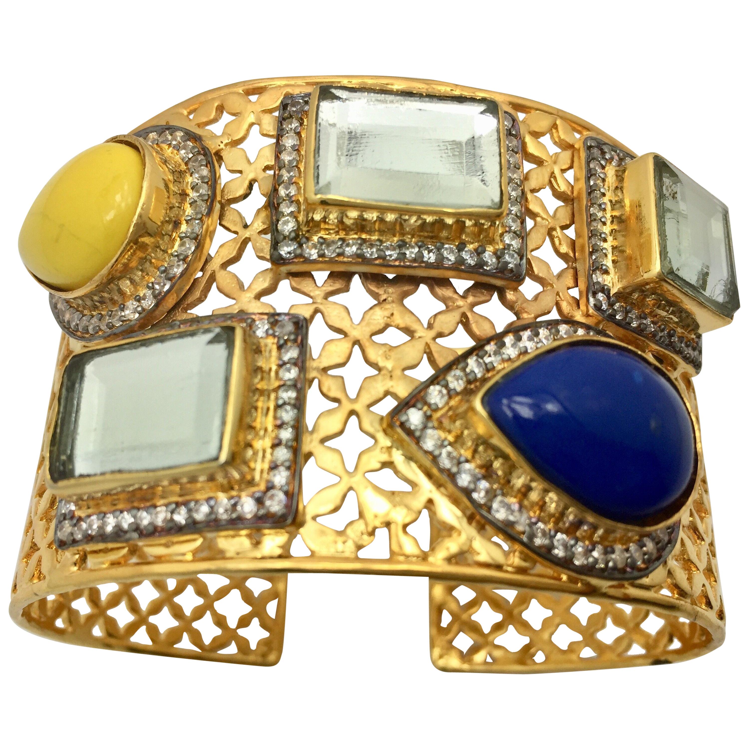 Filigree Polki Mirror Resin Meghna Jewels Cuff