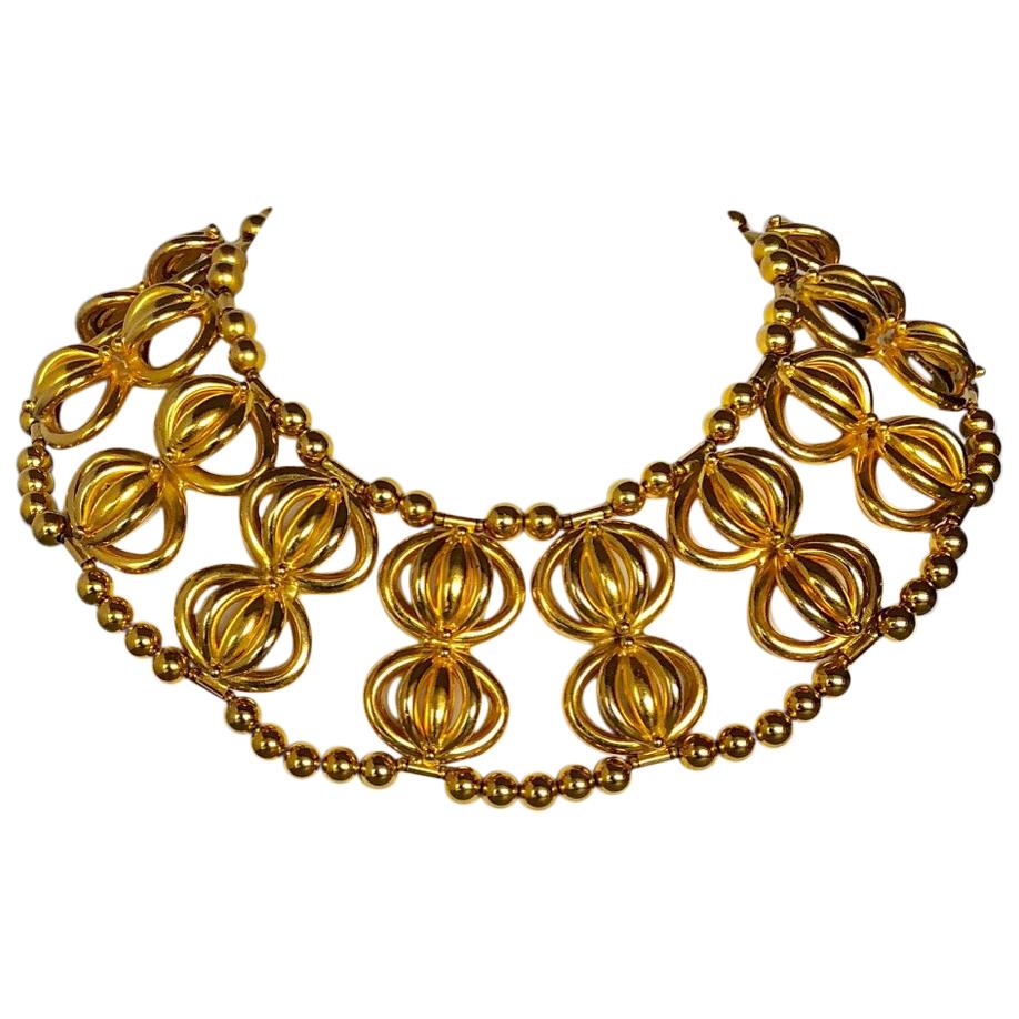  1960's William de Lillo Gold  Dome Architectural Collar Statement Necklace 