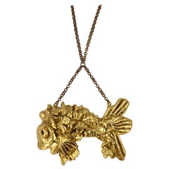 Vintage Kenneth Jay Lane Huge Fish Pendant Necklace, 1970s