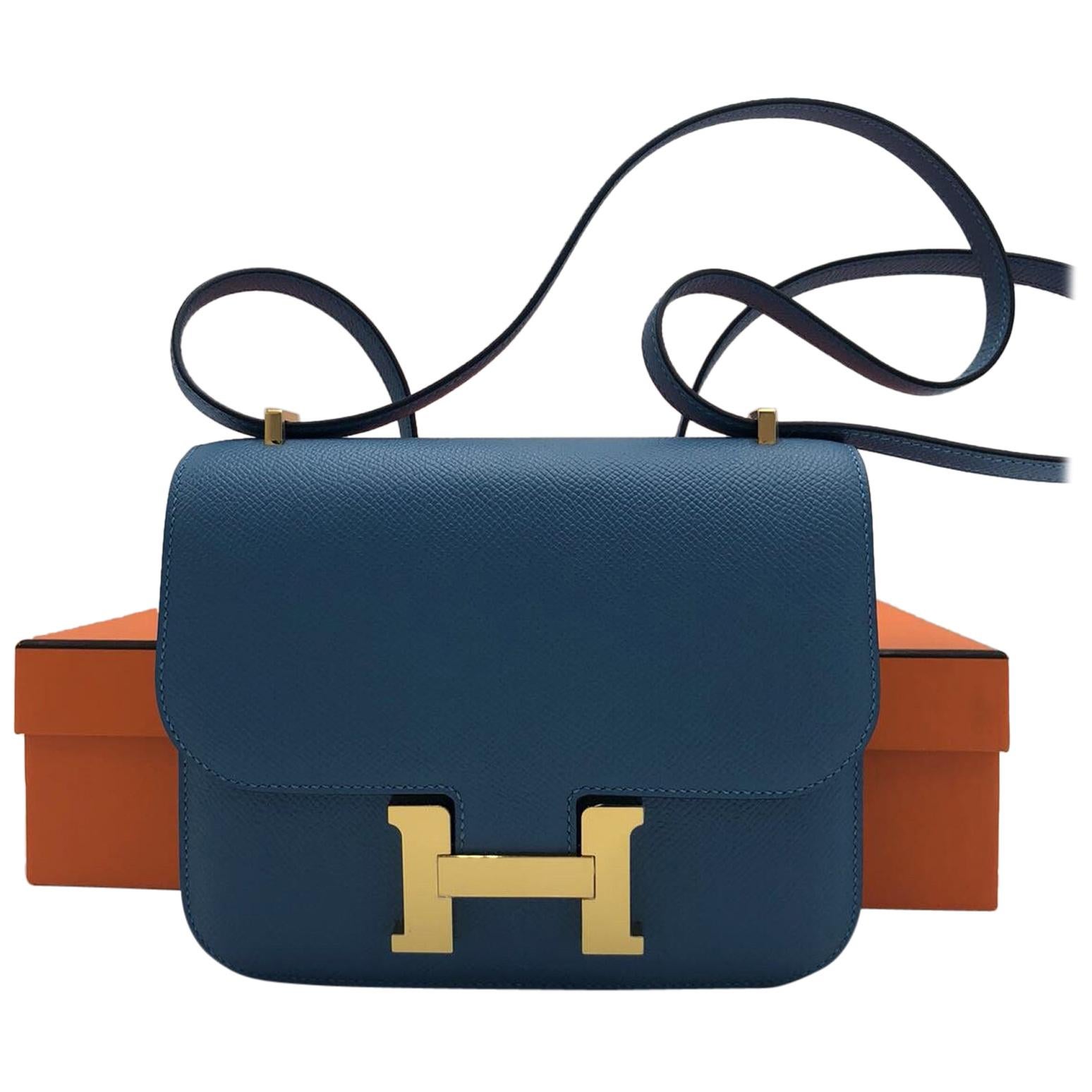 Hermes Constance Blue Azur Epsom Ghw Mini Handbag 