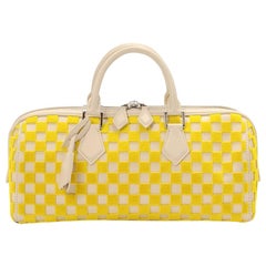 Louis Vuitton Ivory Yellow Fabric Leather Top Handle Satchel Bag W/Accessories