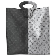 Louis Vuitton Leather Two Tone Monogram Men's Women Top Handle Carryall Tote Bag