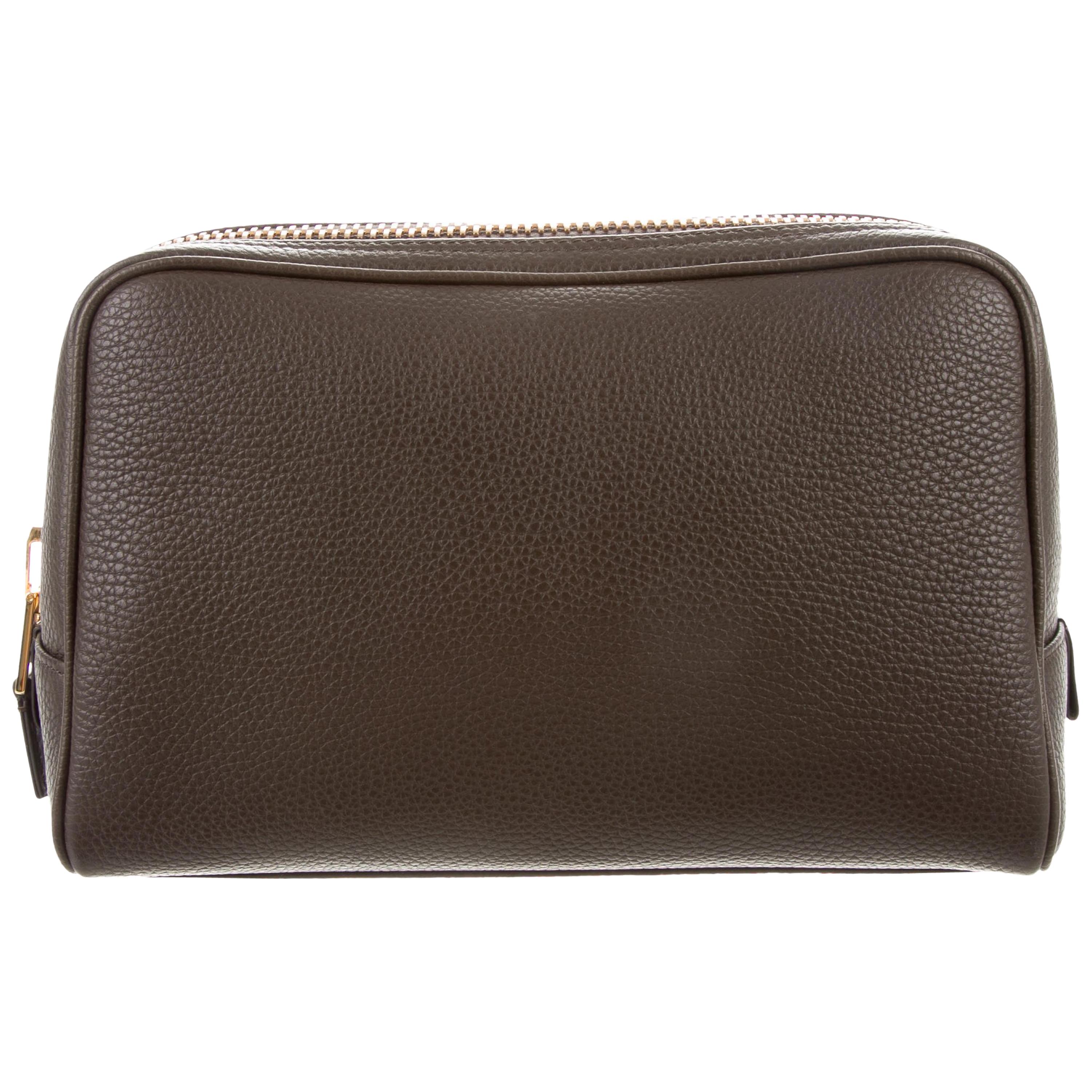 Tom Ford NEW Men's Women's Vanity Cosmetic Taupe Leather Toiletry Travel Bag