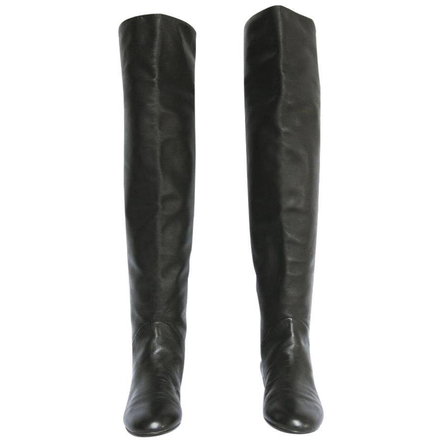 GIUSEPPE ZANOTTI Thigh Boots in Black Leather Size 38.5 FR