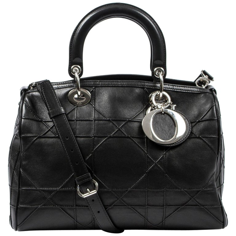 Dior 2 Way Tote Black Leather Handbag For Sale at 1stDibs