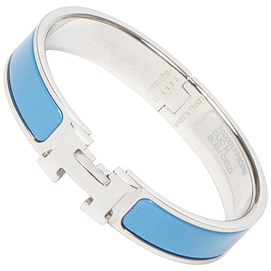 Hermes Bracelet Clic H Light Blue For Sale