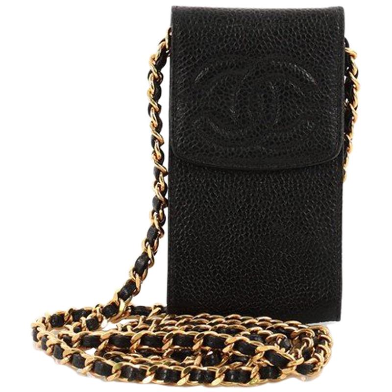 Chanel CC Flap Phone Holder Crossbody Bag Quilted Caviar at 1stDibs