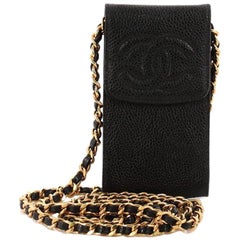  Chanel Vintage CC Phone Holder on Chain Bag Caviar 