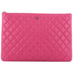 Chanel O Case Clutch Quilted Caviar Large