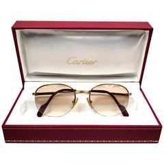 Neu Cartier Colisee halbe Rahmen 49mm Sonnenbrille 18k Gold Sonnenbrillen Frankreich