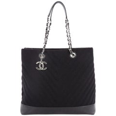  Chanel CC Charm Shopping Tote Chevron Jersey with Caviar Large
