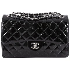 Chanel Classic Double Flap Bag Quilted Patent Jumbo
