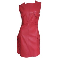 Gianni Versace Fall Winter 1996 Red Leather Dress