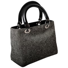 Christian Dior Lady Dior Wool Handbag with Detachable Shoulder Strap & Dust Bag 