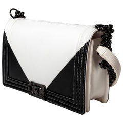 Chanel Boy Bag in Black and White with Shiny Black Hardware