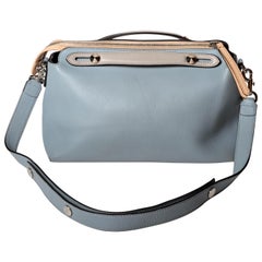 Fendi Top Handle Ice Blue Leather Bag with Detachable Shoulder Strap 