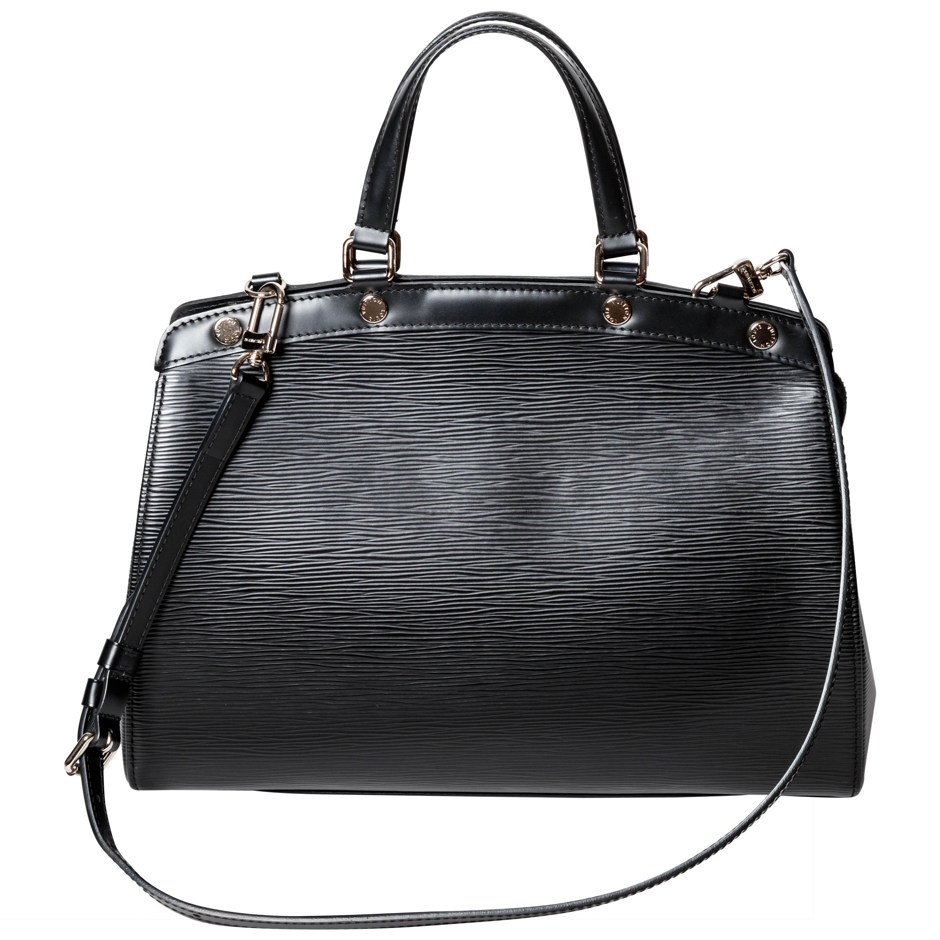 Louis Vuitton Black Epi Bag with Top Handle and Shoulder Strap For Sale